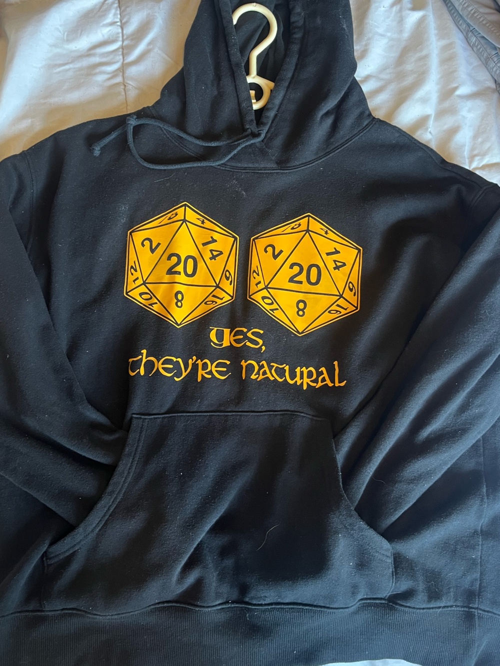 Gildan Black Crewneck Hoodie with Yellow D20 Graphic
